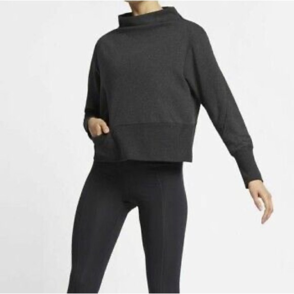 Nike ~ Versa Studio Mock Neck Sweatshirt Top Heathers Gray Small - Picture 1 of 14